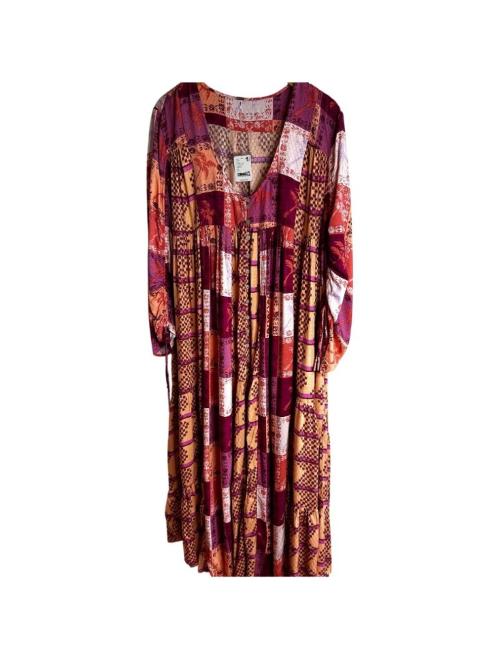 FREE PEOPLE Ibiza Patchwork Maxi Kimono Duster XS NWT Boho Festival Robe Dress - Picture 4 of 12